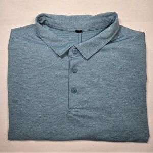 Lululemon Evolution Short Sleeve Polo Shirt Pique Fabric Heathered Blue Medium